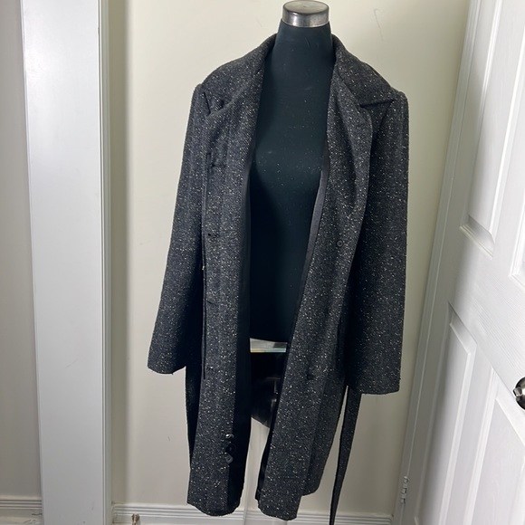 Utex D Vintage Tweed Herringbone Belted Outerwear Slouch Trench Coat Size Large - Picture 14 of 16